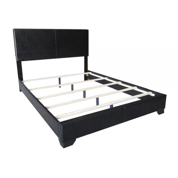 CABECERA KING CON RIELES CUERINA NEGRA