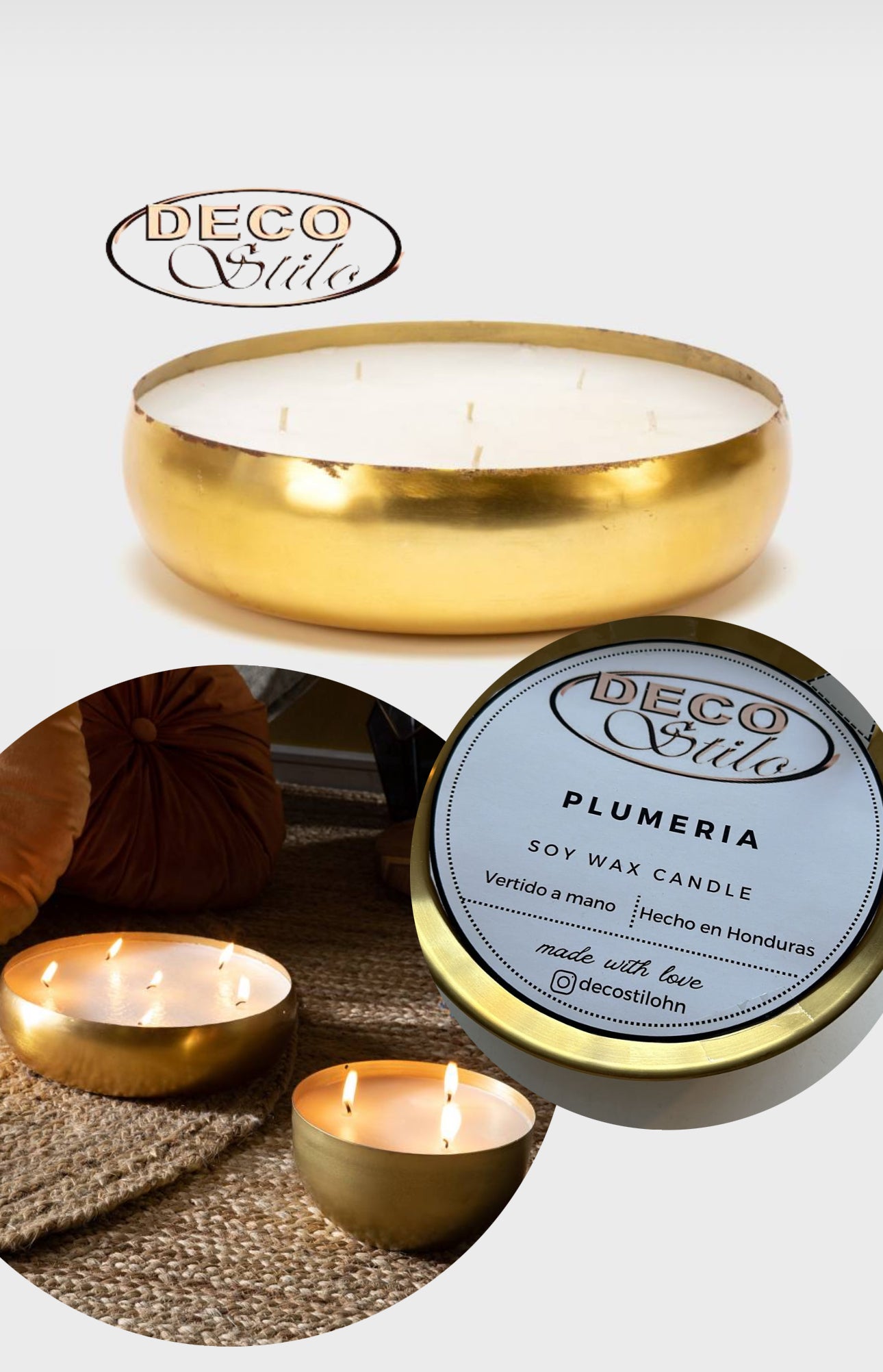 Velas de soya Deco Stilo en plato