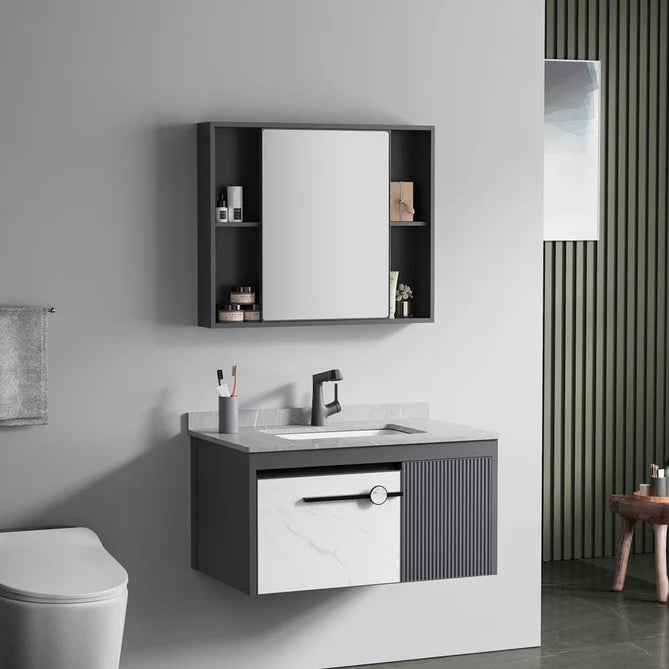 MUEBLE DE BAÑO CON ESPEJO GRIS