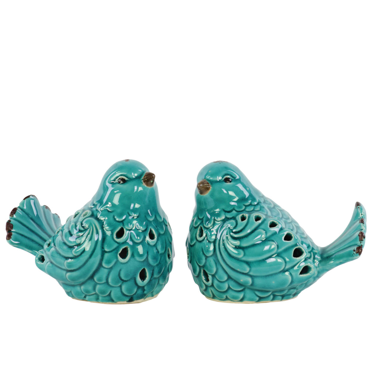 FIGURA DECORATIVA PAJAROS TURQUESA 2PZS