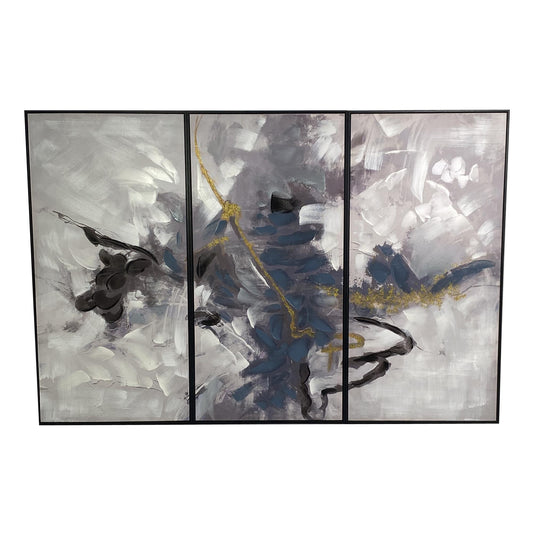 CUADRO 3 PIEZAS GRIS/AZUL/GOLD