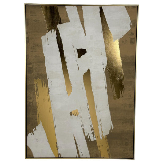 CUADRO ABSTRACTO LINEAS BLANCA/GOLD