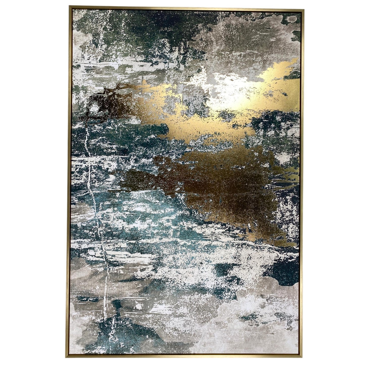CUADRO AQUA/GOLD ABSTRACTO