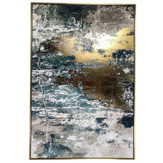 CUADRO AQUA/GOLD ABSTRACTO