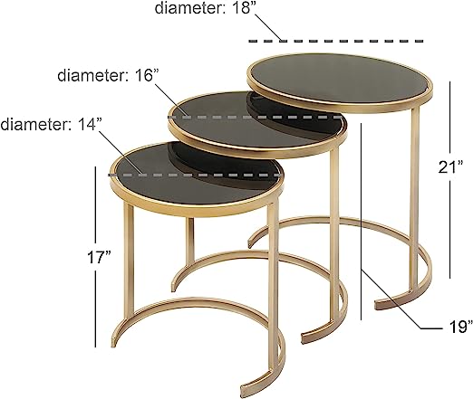 MESAS NIDO 3 PIEZAS DORADAS/METAL