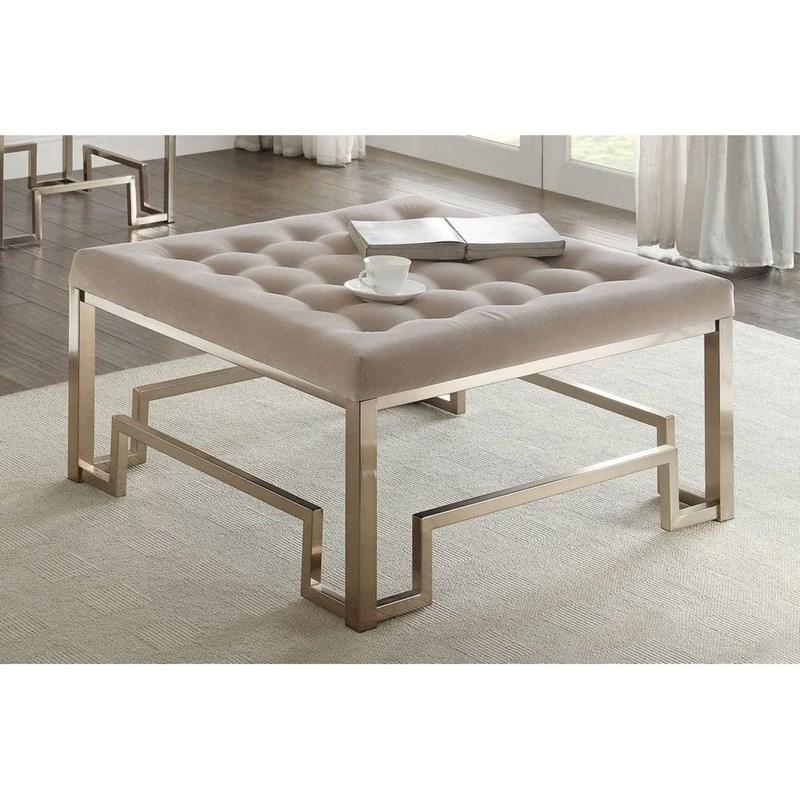 OTTOMAN CUADRADO DAMIEN BEIGE/DORADO