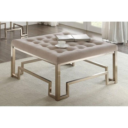 OTTOMAN CUADRADO DAMIEN BEIGE/DORADO