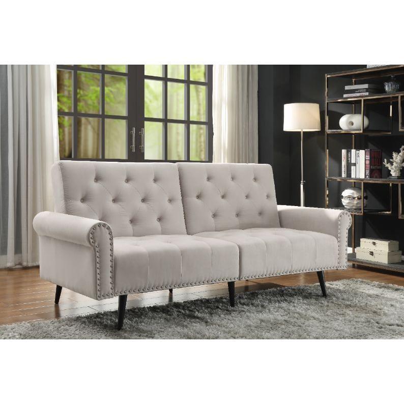 SOFA CAMA EIROA BEIGE BOTONEADO