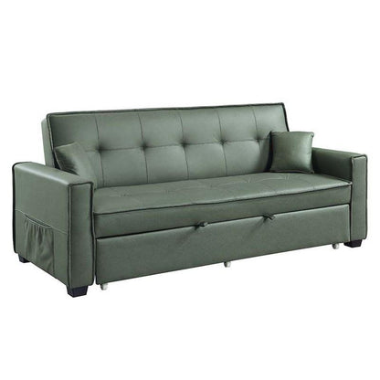 SOFA CAMA OCTAVIO VERDE VELVET BOTONEADO