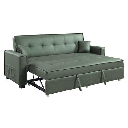 SOFA CAMA OCTAVIO VERDE VELVET BOTONEADO