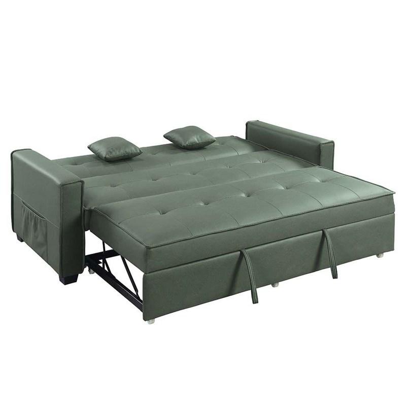 SOFA CAMA OCTAVIO VERDE VELVET BOTONEADO