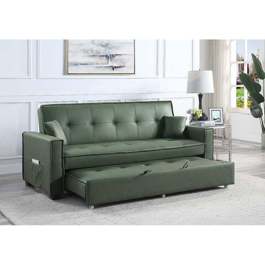 SOFA CAMA OCTAVIO VERDE VELVET BOTONEADO