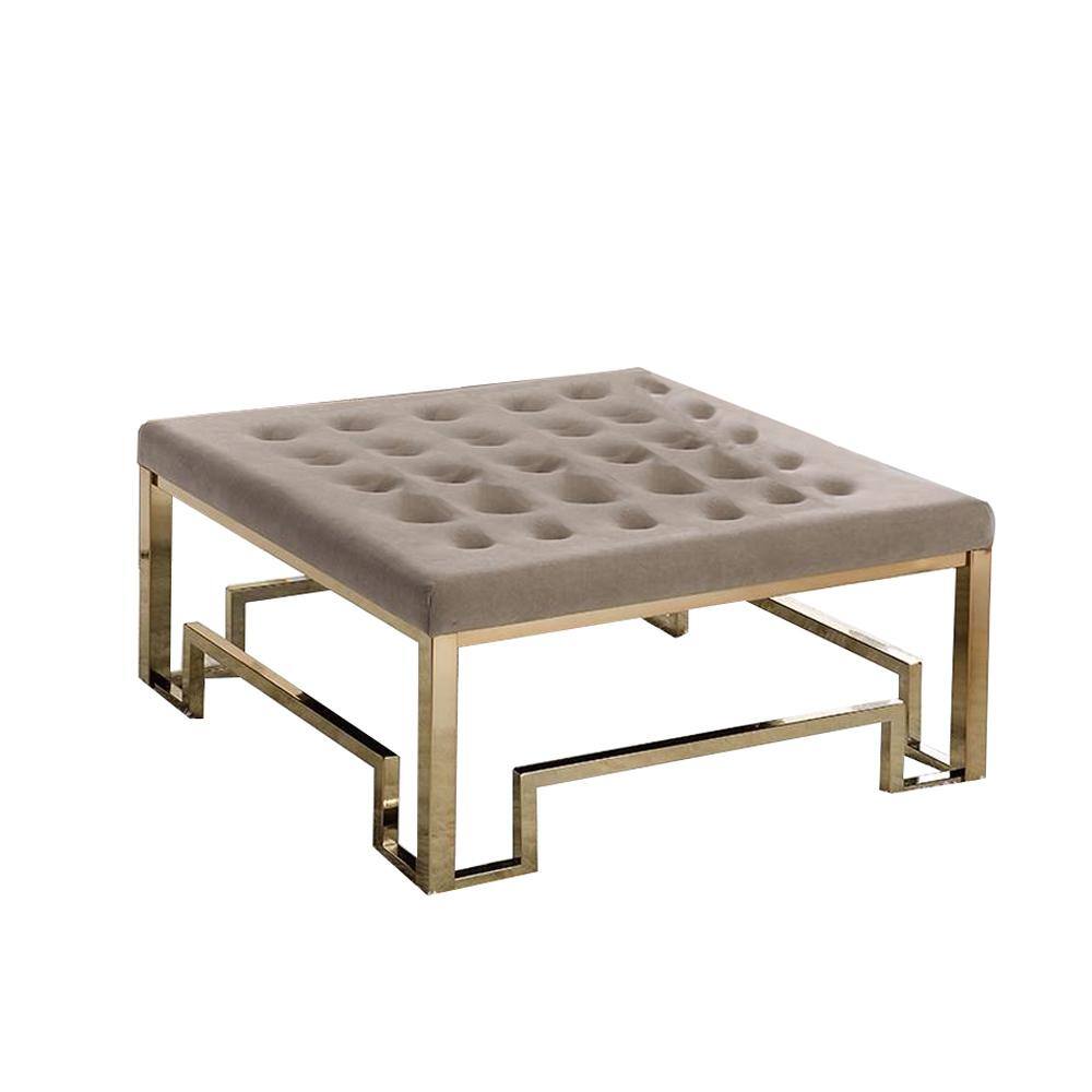 OTTOMAN CUADRADO DAMIEN BEIGE/DORADO