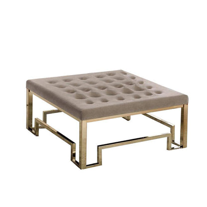 OTTOMAN CUADRADO DAMIEN BEIGE/DORADO