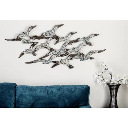 DECORACION DE PARED PAJAROS BLANCO METAL