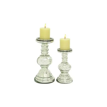 CANDELABROS 2P VIDRIO/PLATEADOS