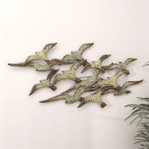 DECORACION DE PARED PAJAROS BLANCO METAL