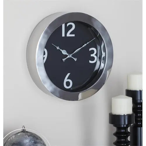 RELOJ MODERNO NEGRO/PLATEADO