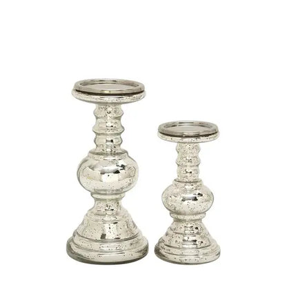 CANDELABROS 2P VIDRIO/PLATEADOS