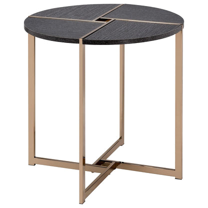 MESA DE ESQUINA NEGRA/DORADO