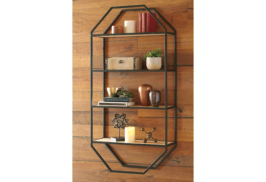 ESTANTE MADERA/METAL NEGRO 4 NIVELES